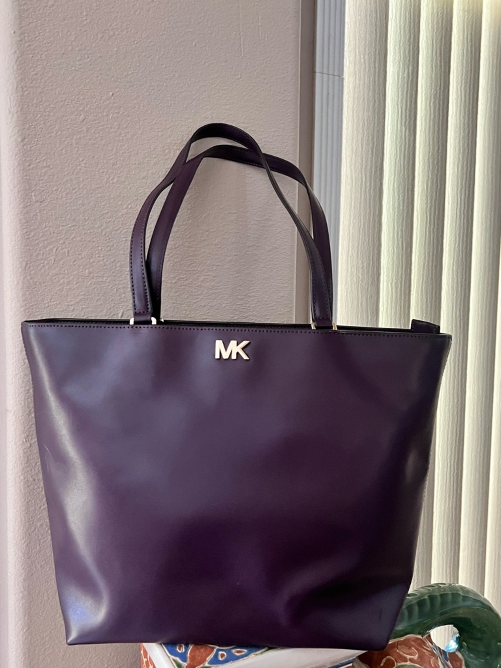 Michael Kors Deep Plum Leather Tote